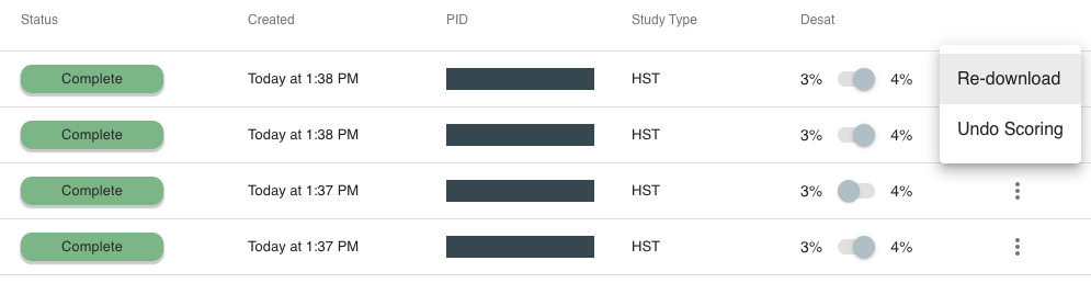 Example of EnsoData's latest dashboard update which features re-download and undo scoring options.